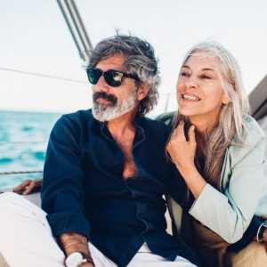 Elderly couple on boat