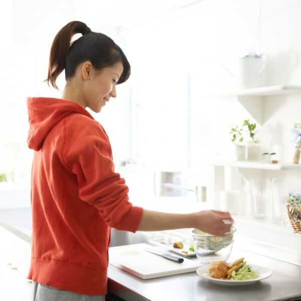 healthy woman in kitchen